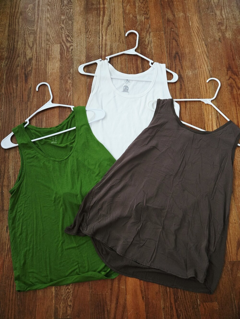 Tank Tops Size L Brown Green White Casual Bundle of Three Mixed Material